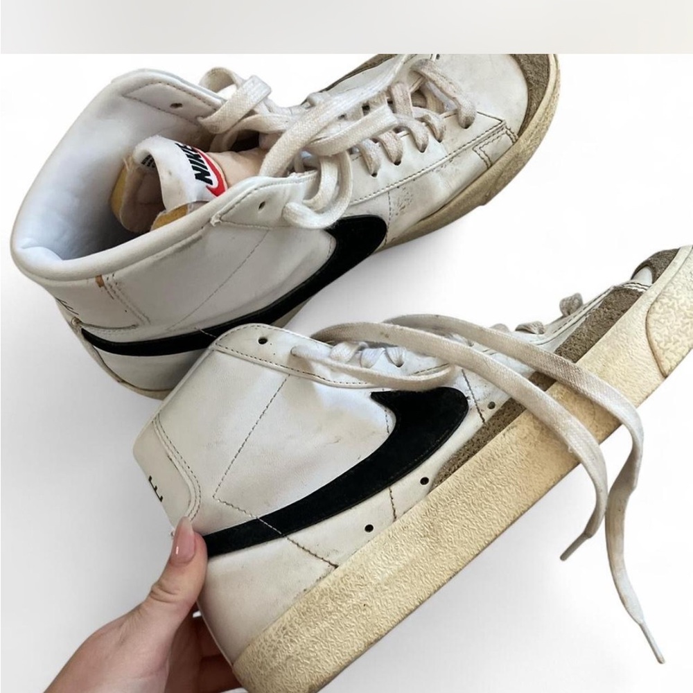 Nike Cream and Black High-Top Sneakers